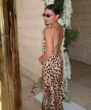 Zara maxi dress Satin animal print leopard cheetah flowy casual summer thumbnail 3
