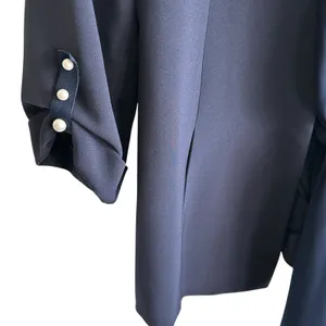 Zara Blazer Sz L Navy Blue Jacket Scarf Tie Women’s Preppy Workwear thumbnail 4