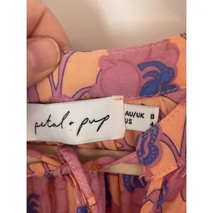 Petal + Pup Mini Dress 4 Peach Floral Paisley Tiered‎ Boho Cottagecore Pockets thumbnail 7