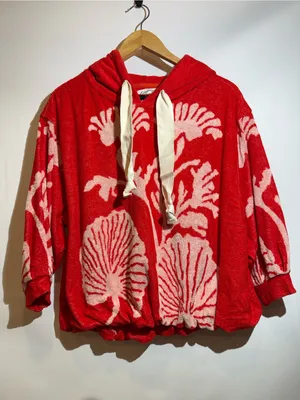 NWT Free People Shell Baby Cherry Combo Cotton Appliqué Oversize Pullover Sz XS thumbnail 2