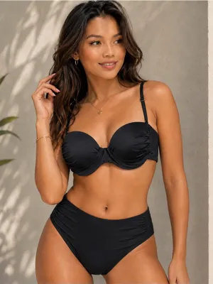 A.Ché Black Bandeaucc Underwire Bikini Set T5 32DDD 34DD 36D 38C 40B BottomL NWT thumbnail 1