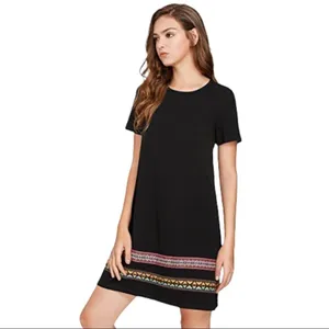 Boho Mini Dress Embroidered Hem Size S thumbnail 4