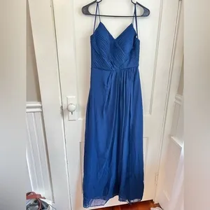 Weddington Way Navy Blue Chiffon Pleated Maxi Dress‎ Size 2 thumbnail 4
