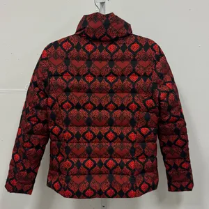 Desigual Heart Pattern‎ Down Feather Puffer Jacket High Neck Assymetric Zip thumbnail 3