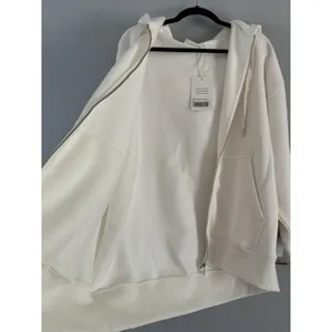 NWT Everlane Luxe Fleece Oversized Full Zip Hoodie Sweatshirt Bone Womens Large thumbnail 7