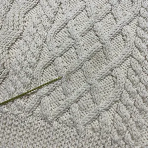 Blarney Woollen Mills Aran Knit Sweater Cream Pure Wool Ireland Women's SZ M thumbnail 7