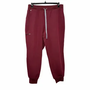 FIGS Zamora Jogger Scrub Pants XL Burgundy Wine High Waist Stretch Medical thumbnail 2