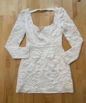 Lulus Icon White Jacquard Long Sleeve Mini Dress thumbnail 1