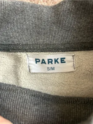 Parke Cozies Stormy Grey Varsity Mockneck Sweatshirt S/M Fleece thumbnail 5