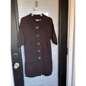 Vince Brown Wool Blend Sweater Cardigan Dress Button Front Brown Size S Lagenloo thumbnail 5