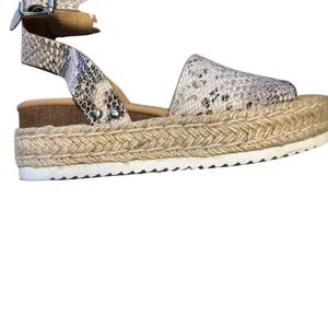 SODA Sandals Snake Print Grey 7 Womens Espadrille Platform Ankle Strap thumbnail 6