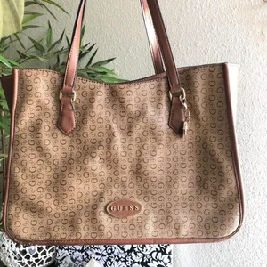 Guess brown and tan tote hand bag thumbnail 1
