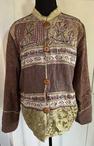 Original RETRO Brand Vintage Boho Tapestry Beaded Accent Jacket Blazer Size M thumbnail 1