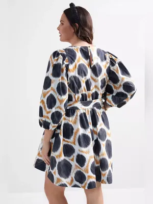 Anthropologie Maeve Destin Mini Dress long sleeve pockets poplin cotton groovy thumbnail 4