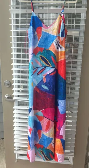 Nicole Miller Maxi Colorful Long Sleeveless Dress thumbnail 1