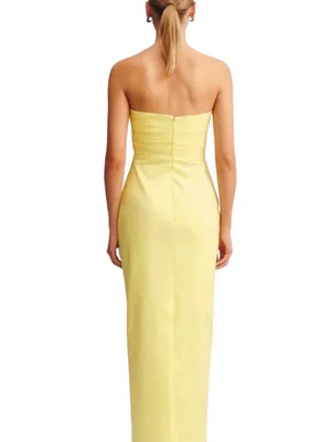 NWT Shona Joy Lani Strapless Draped Maxi Dress Lemonade Size 6 thumbnail 4