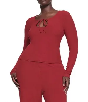 Skims soft lounge brick long sleeve keyhole top NWT large thumbnail 1