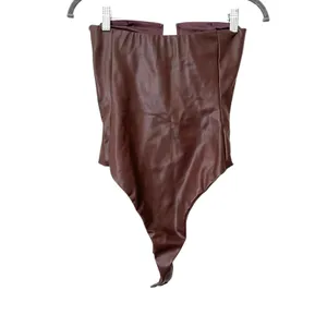 ZARA Faux Leather Sleeveless Bodysuit Brown‎ X-Small thumbnail 3