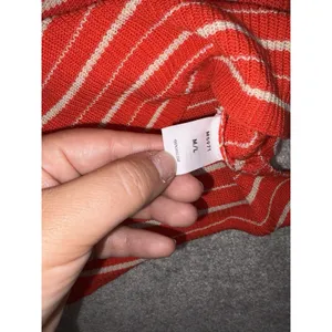 kerisma sweatet short sleeve shirt blousr striped orange ivory M/L thumbnail 5