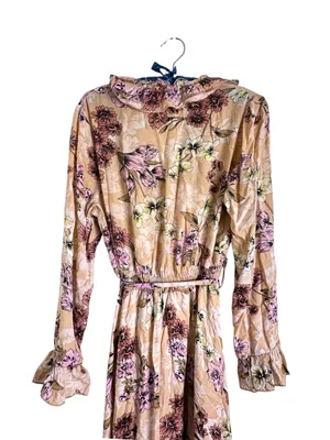 Revolve Jaase Chantal Boho Floral Ruffle Romantic Maxi Dress Peach Pink Handcrafted M thumbnail 8