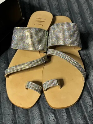 INC International Concepts Rhinestone Tan Slide Sandals thumbnail 1