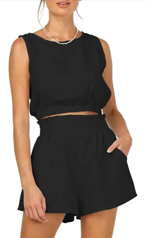 Trendy Queen Women’s Matching Lounge Short Sets Size Small in Black - C72-046 thumbnail 1