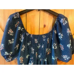 Ophelia Roe Button Front Dress Size Med Floral Short Sleeve Off Shoulder (1149) thumbnail 7