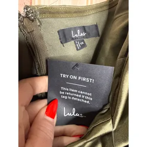NWT Lulus Memorable Entrance Olive Green Strapless Satin Maxi Dress Holiday 1X thumbnail 6