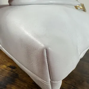 Fendi Vintage Satchel Bag Womens Medium White Leather Italy Top Handle FF thumbnail 16