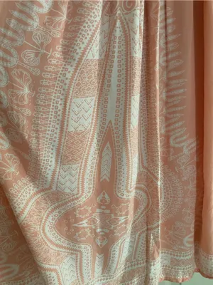 Peach‎ Printed Maxi Skirt with Drawstring Waist Pink Size M thumbnail 2