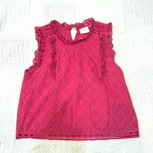 Anthropologie Maeve 14 Tilly eyelet cotton embroidered ruffle lined top TB 3560 thumbnail 9