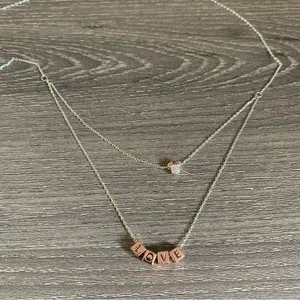 Disney Minnie Mouse 14k Rose Gold 925 Silver Plated Love Charm Layered Necklace thumbnail 4