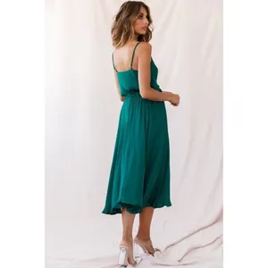 Selfie Leslie Forest Green Ava Cowl Neck Satin Drawstring Midi Dress Size XS‎ thumbnail 3