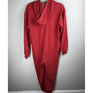 Fabletics Red Fleece Hooded OnePiece Sz Small Track Ski Camping Snow‎ Lounge thumbnail 2