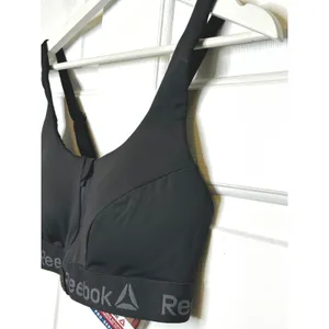 Reebok Sports Bra Medium Black NWT Front Zip Molded Cup Pro-Series thumbnail 2