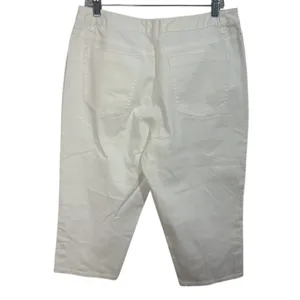 Talbots Capri Pants Womens 12P White Good‎ Snap Hem Stretch Denim Cropped Jeans thumbnail 2