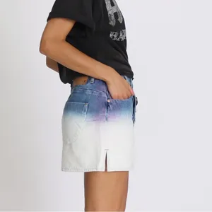 One‎ Teaspoon Dip Dye Denim Mini Skirt Blue White Mid Rise Size 25 thumbnail 4
