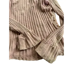 We The Free Free People Rose Ribbed Knit Mock Neck Distressed‎ Top Large thumbnail 4