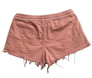 Rust Brown Elastic Waist Raw Hem Drawstring Pull On Shorts Size Small 4338 thumbnail 3