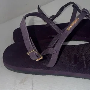 Havaianas Purple‎ Classic Leather T-Shape You Riviera Thong Sandals Size 9/10 thumbnail 4