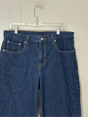 Levi’s Low Pro Pinstripe Jeans Dark Wash Straight Leg Low Rise Size 31 thumbnail 2