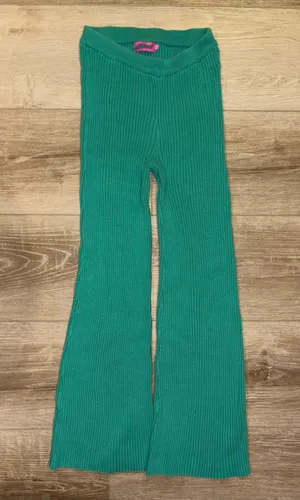 Edikted Pants Green Ribbed Flare thumbnail 1