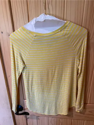 American Eagle Outfitters Yellow and White Striped Long Sleeve Tee thumbnail 4