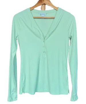 Athleta Uptempo‎ Ribbed Henley V Neck Top Sz S thumbnail 1