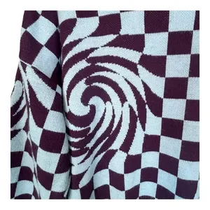 I‎ Saw It First Checkerboard Swirl Sweater Womens Medium Purple Blue Oversized thumbnail 2