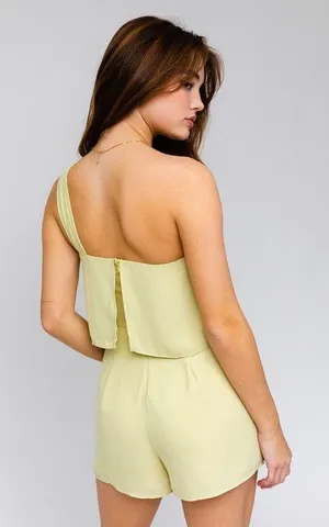 Le lis Green One Shoulder Romper thumbnail 2