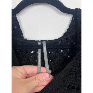 Anthropologie Women's Long Sleeve Open Knit Tunic‎ Length Sweater Black Sz M thumbnail 4