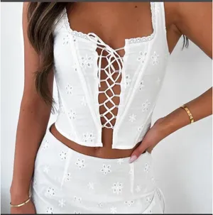 White Fox Boutique White Eyelet Mini Skirt Set thumbnail 2