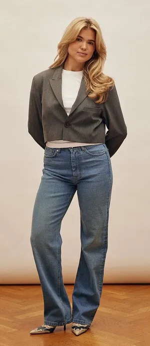 Djerf Avenue Mid Straight Jeans Blue thumbnail 1