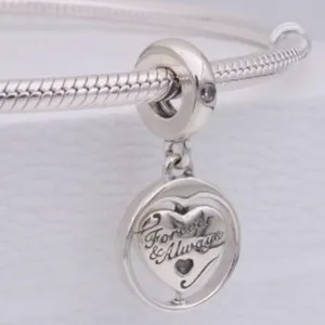 925 Sterling Silver PANDORA Spinning Forever & Always Soulmate Dangle Charm thumbnail 2